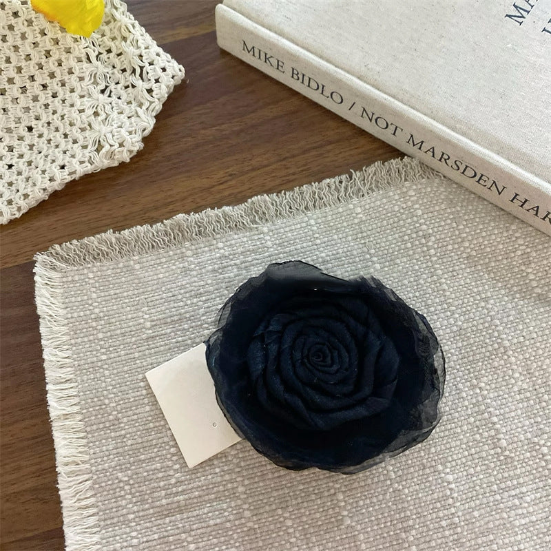 Elegant Dark Green Rose Hair Clip - High-End Hair Accessories for Women