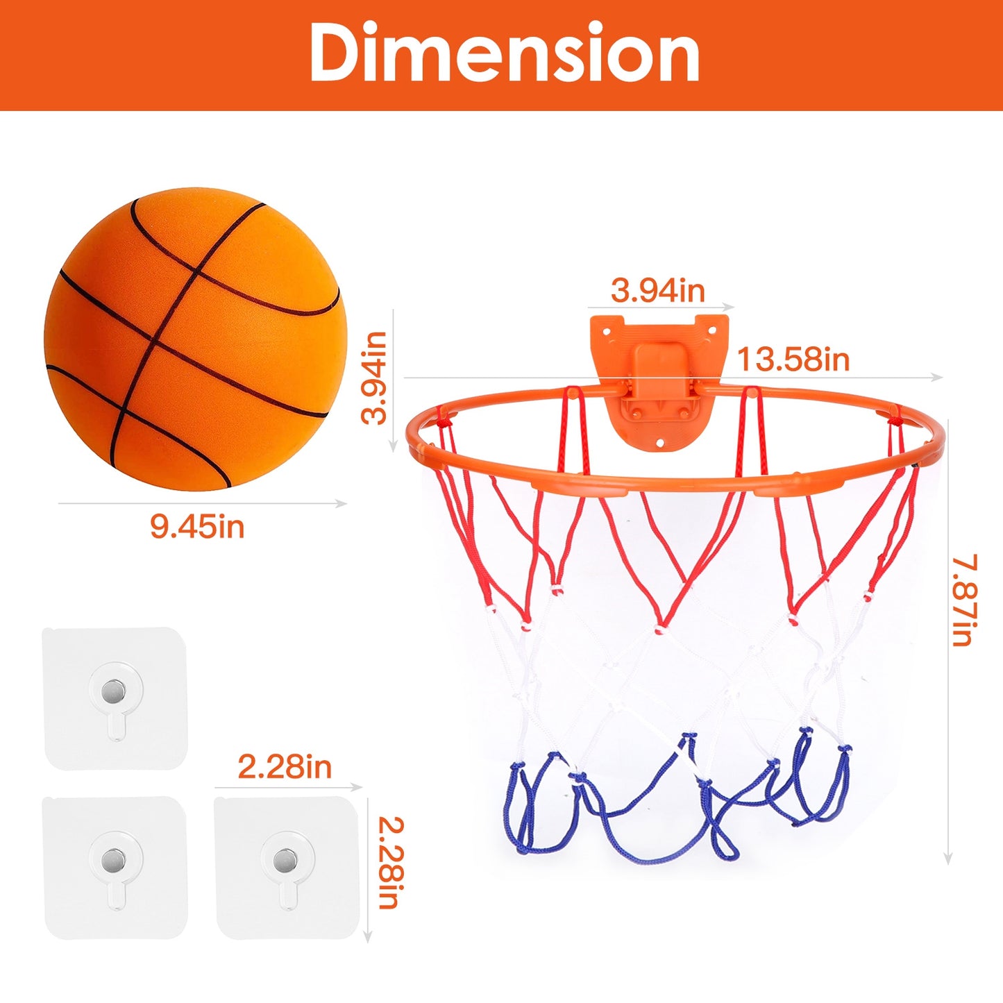 Silent Foam Basketball with Hoop - Indoor Low Noise Training Ball