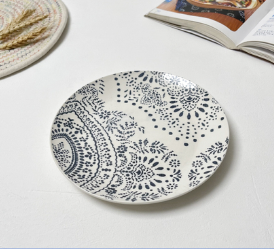 8-Inch Ceramic Plate Set for Kitchen Storage - Multiple Styles