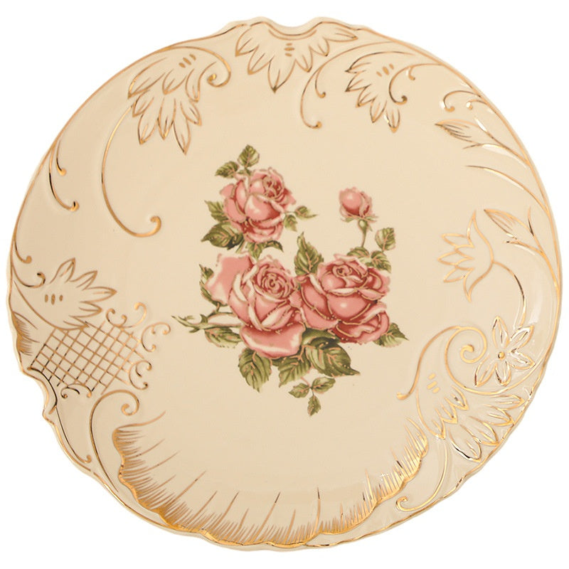 European-Style Ceramic Rice & Soup Bowls Set of 2 - Flower Pattern, Retro Kitchen Tableware