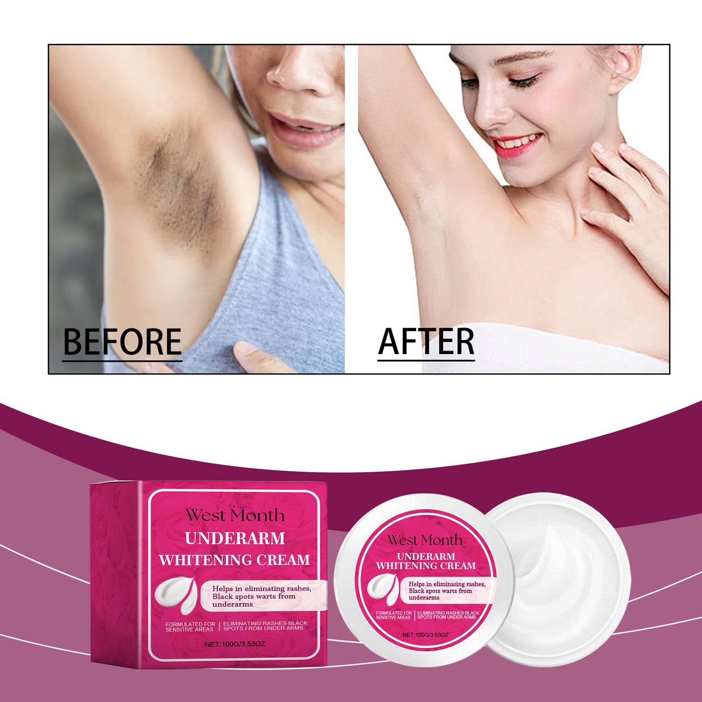 Brightening Underarm Body Cream for Smooth Even Skin Tone - 100g