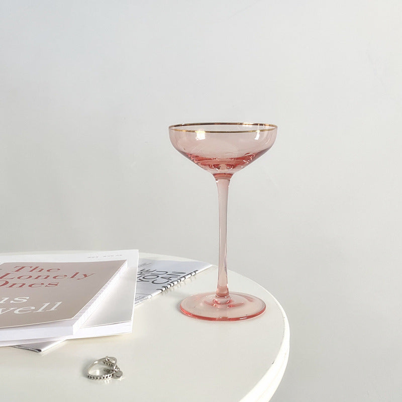 Crystal Cocktail Goblet Pink 150ml Modern Minimalist Drinkware