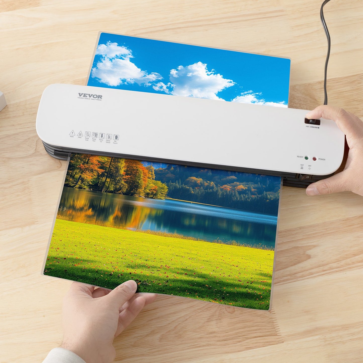 Thermal Laminator Machine for A4 Paper - Quick Warm, Portable, White