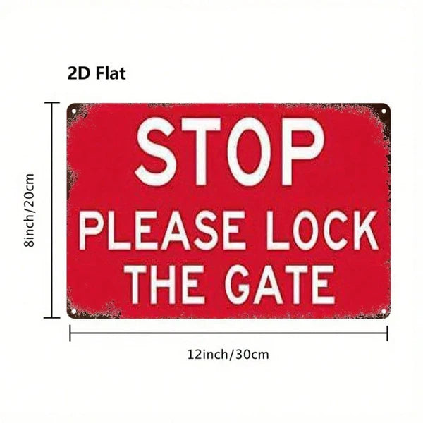 Please Lock The Door Metal Sign - 8x12 Inch Red Warning Decor