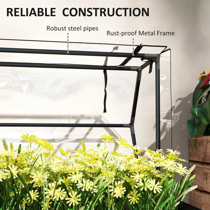 Elevated Garden Bed with Greenhouse Cover - Black, 39.4x18.9x48.8in