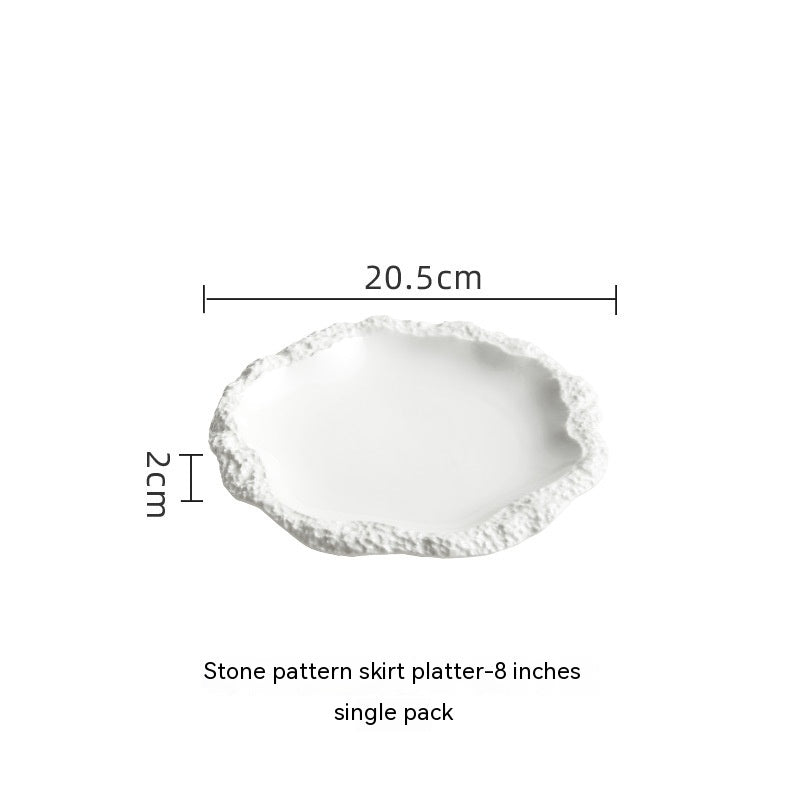 European-Style Embossed Ceramic Plate - Shallow Dinnerware for Hotel & Home