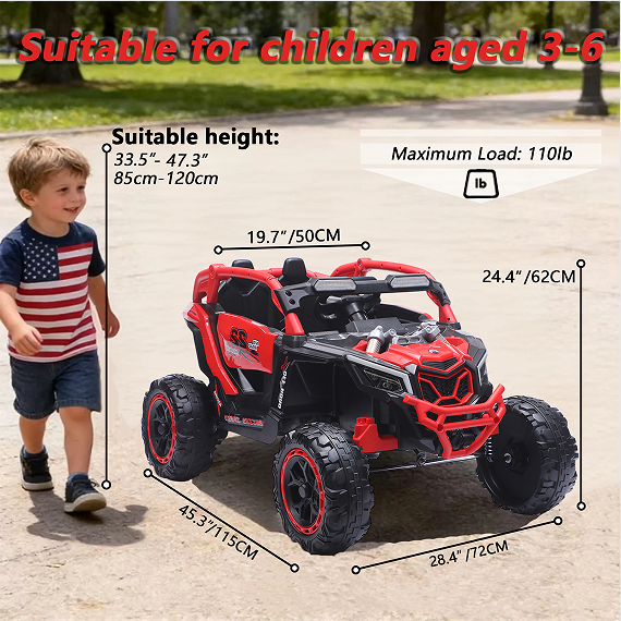 24V 400W Kids Ride On Car with Remote Control & Bluetooth - Red
