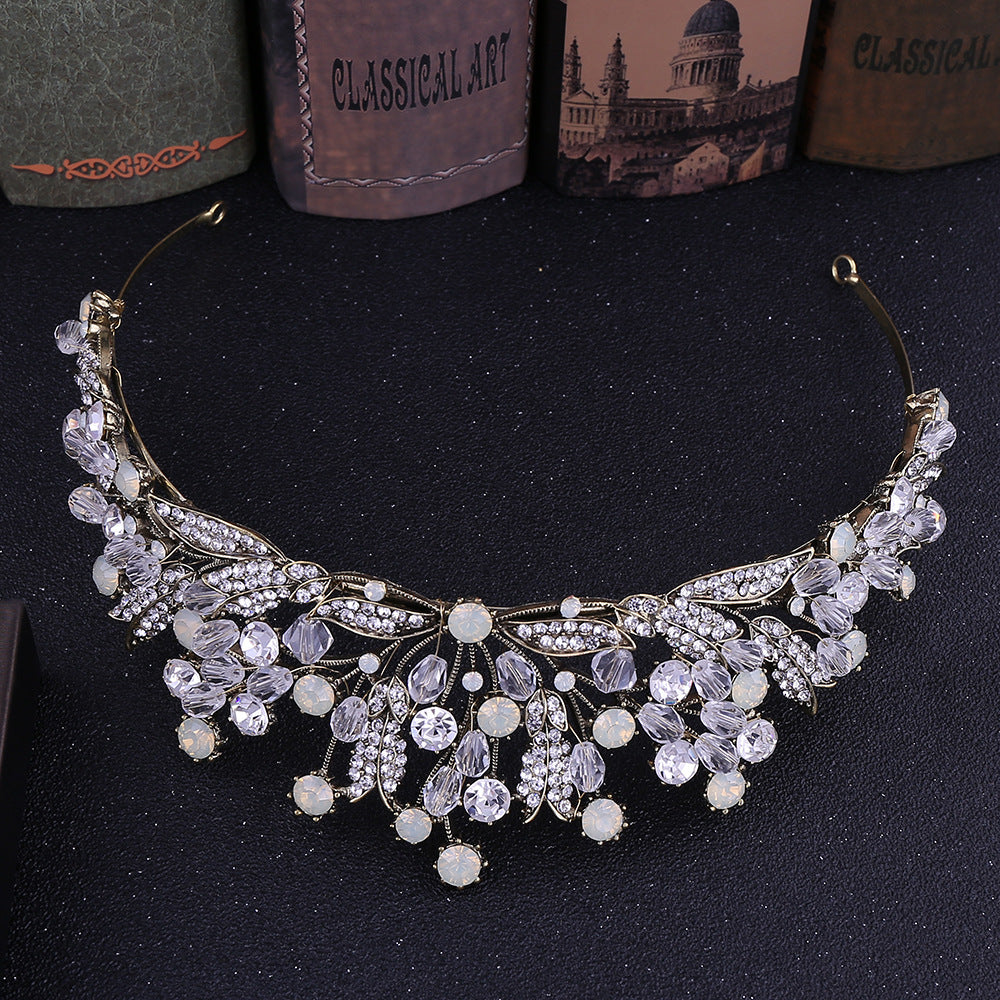 Vintage Rhinestone Crown Hair Accessory Handmade for Women