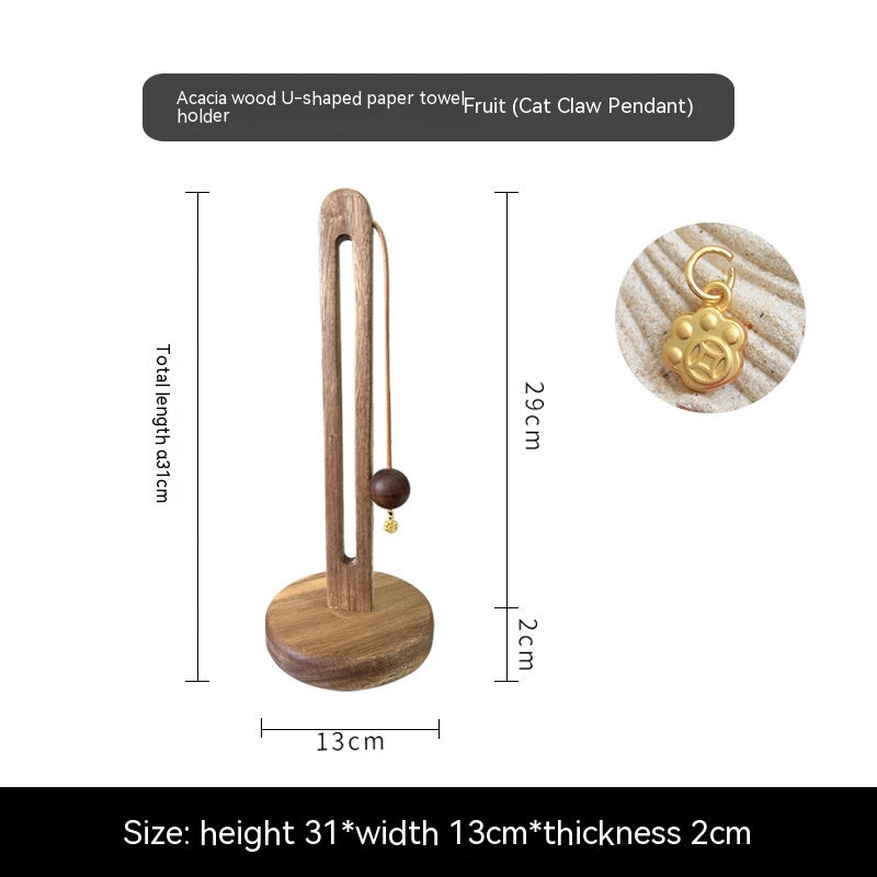 Solid Wood Tissue Holder Non-Perforated Roll Paper Storage Rack - Modern Design