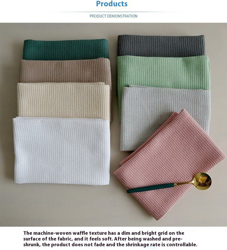 Cotton Rectangular Waffle Tea Towel - Nordic Style Kitchen Linen