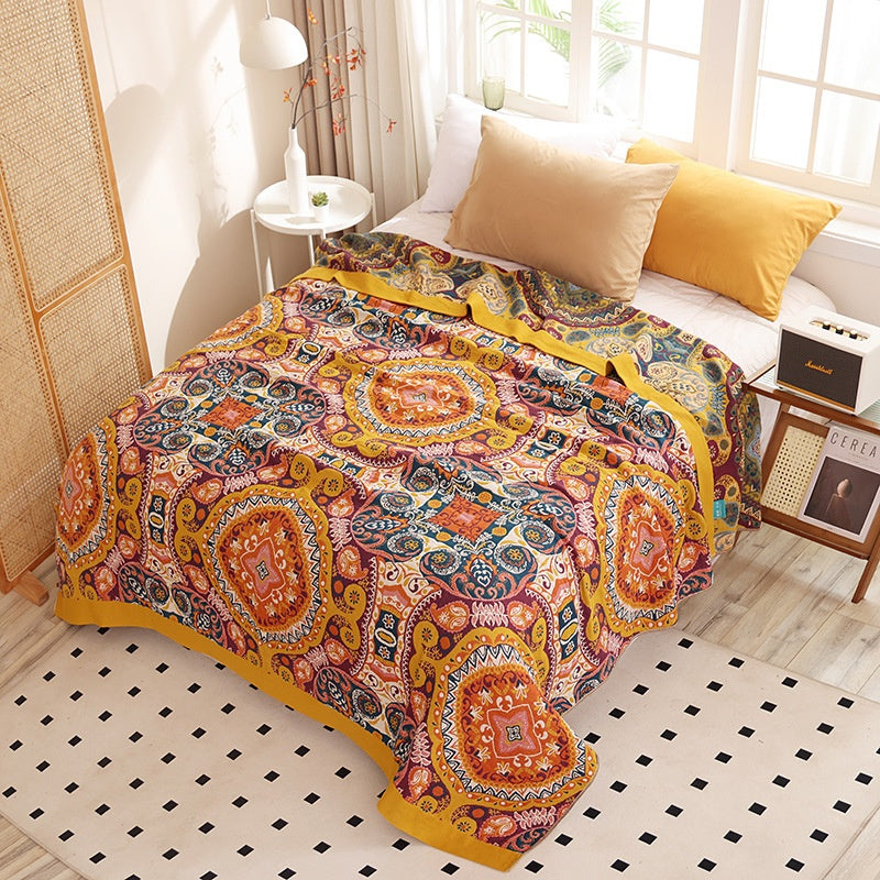 Cross-border Five-layer Gauze Cotton Thangka Bedding Set - Geometric Pattern