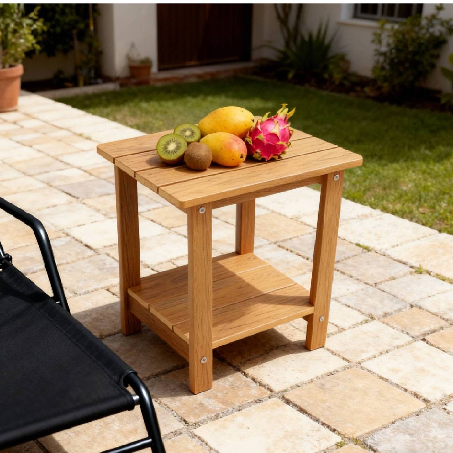 Stylish Side Table Perfect For Outdoor Yard Togethers Snacks & Cozy