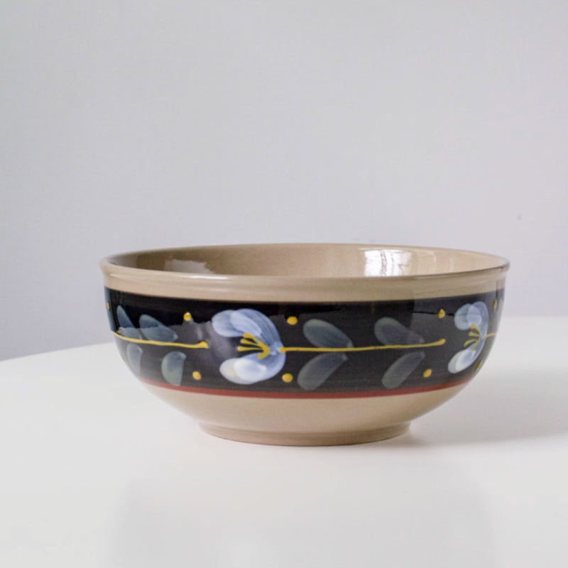 Hand Painted Ceramic Soup Bowl - Creative Flower Design, 7 Inch Multi-Color