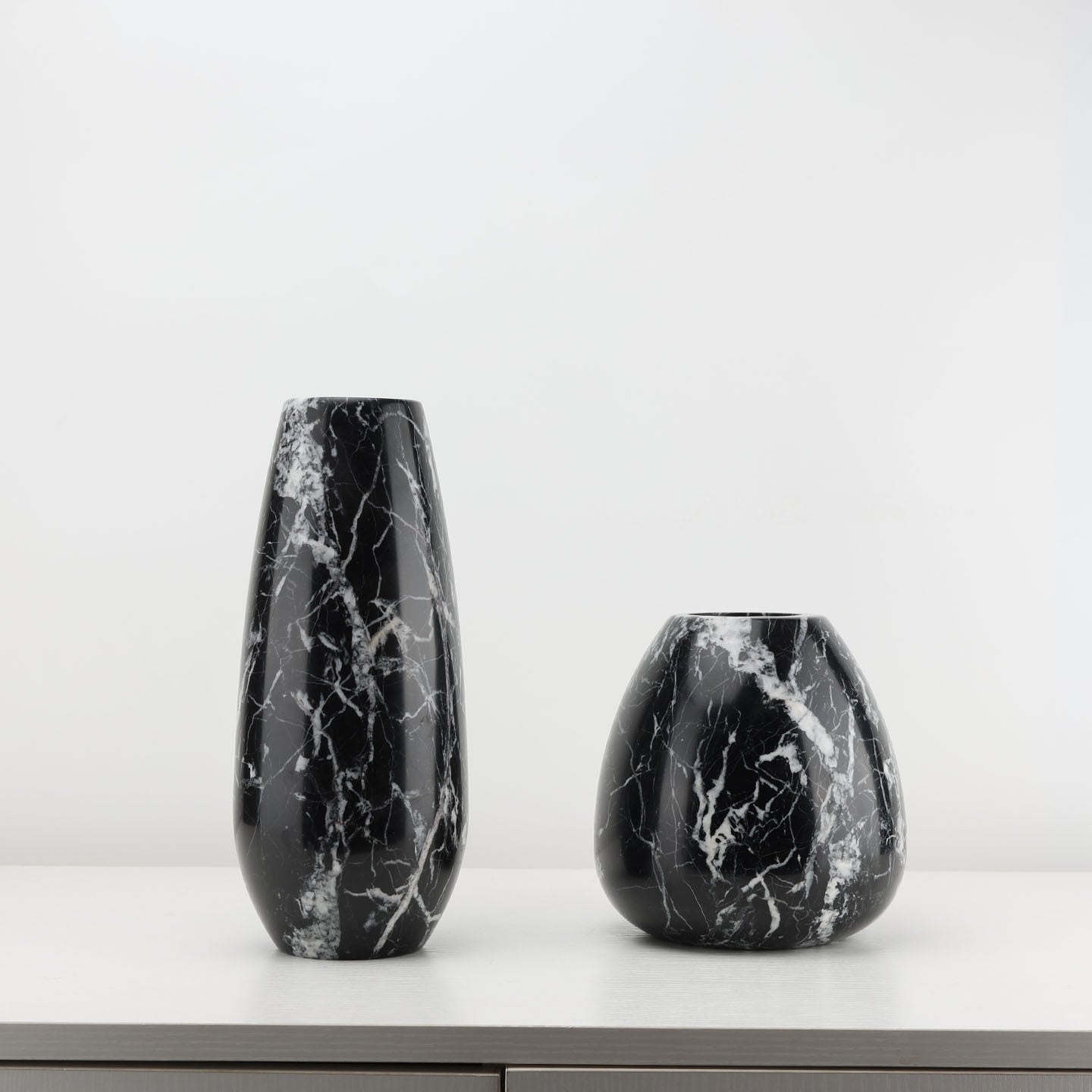 Nordic Round Natural Marble Vase - Home Decor, Modern Stone Ornament