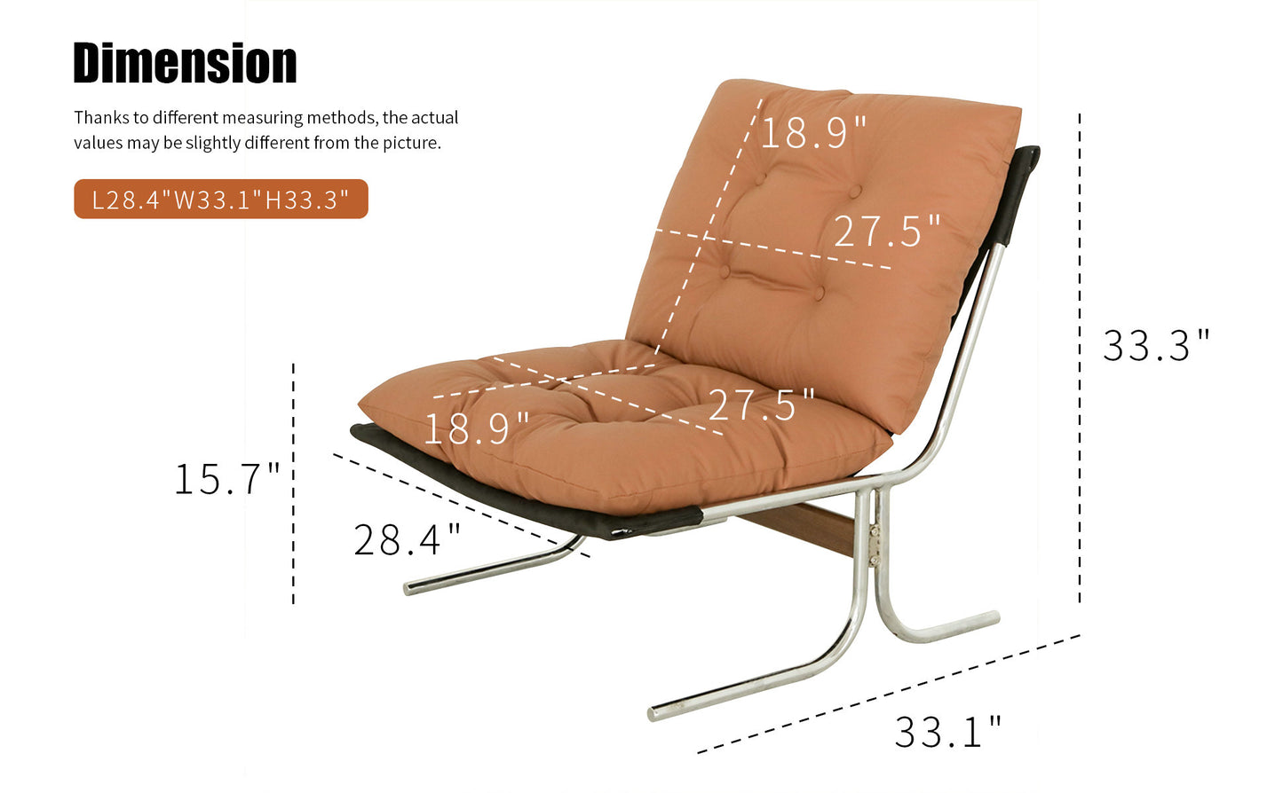 Modern High Back Leather Accent Chair - Brown