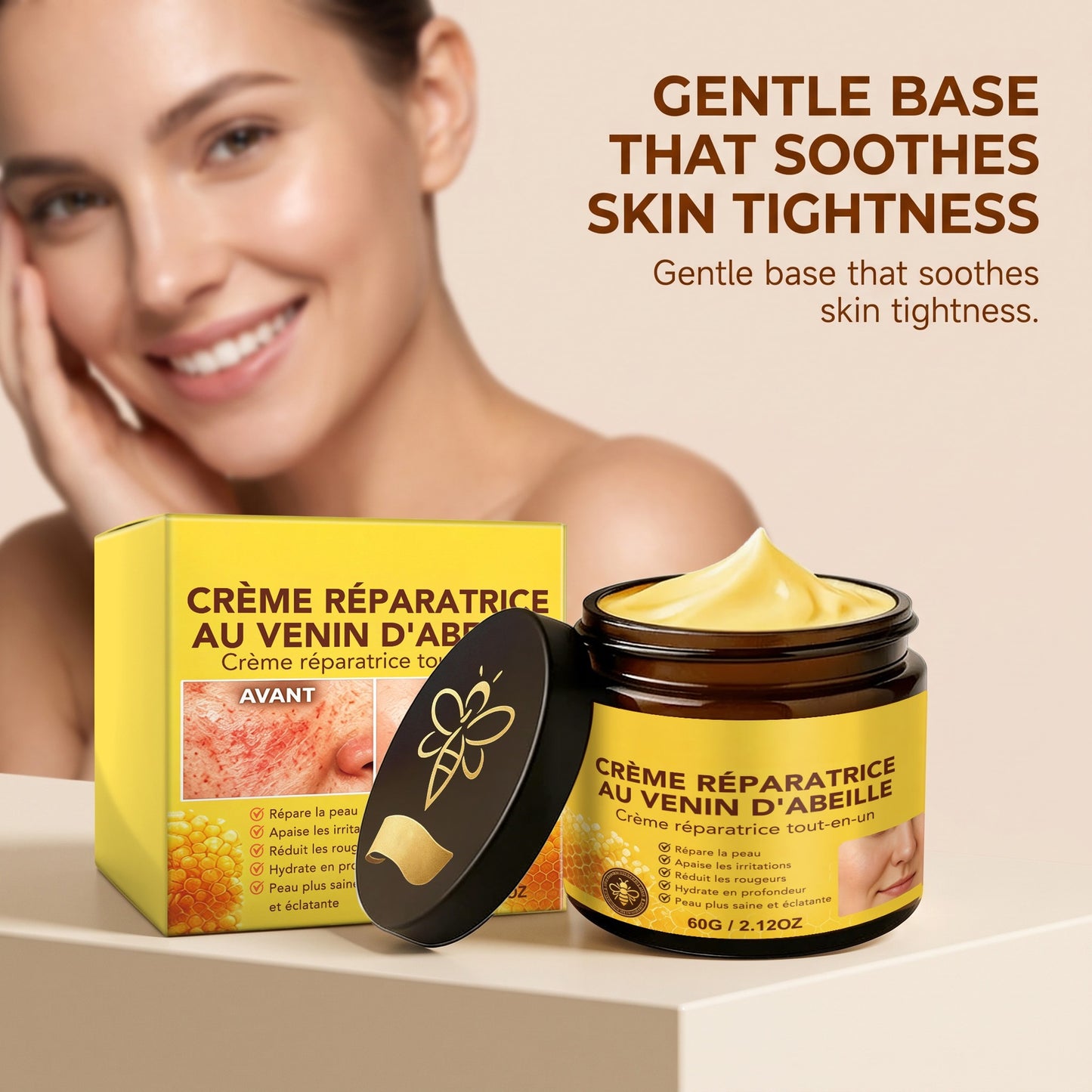 Soothing Face Cream with Bee Venom & Allantoin - 60g for Sensitive Skin