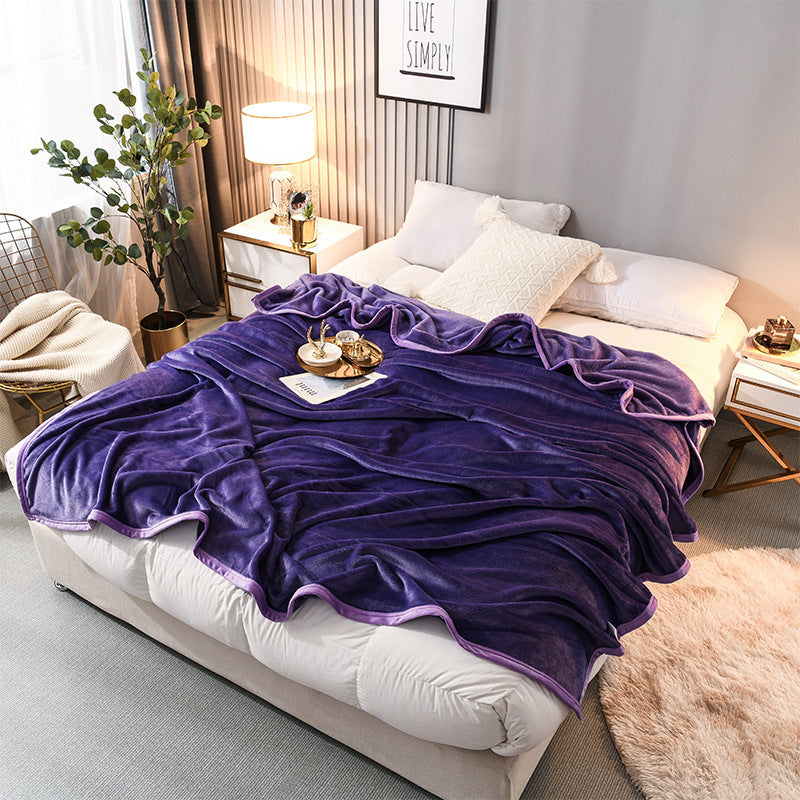 Thick Flannel Blanket for Bedroom and Dormitory Solid Color Winter Bedding