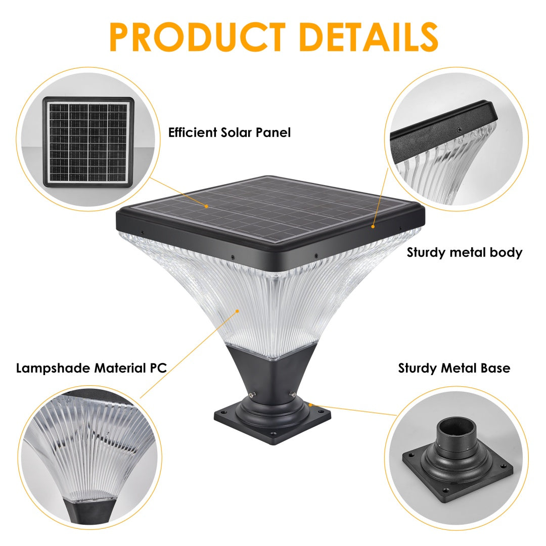 15-Inch Black LED Outdoor Post Light with Remote Control