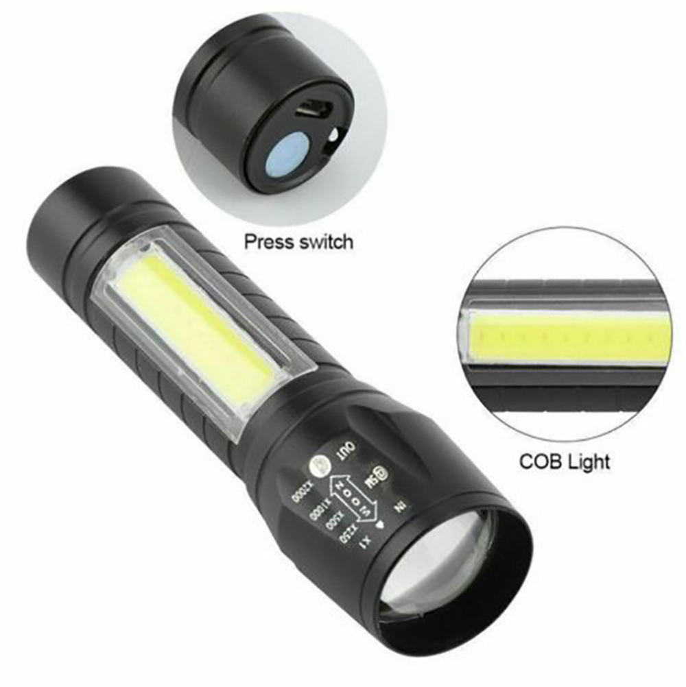 Rechargeable LED Flashlight Set with Zoomable Focus 3 Modes Waterproof Camping Light