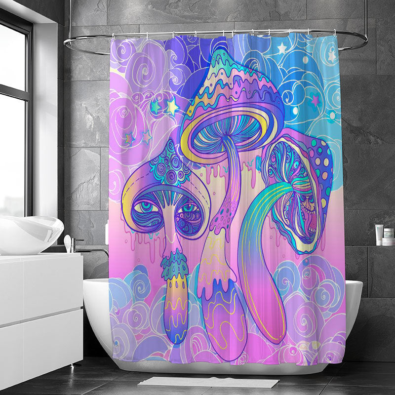 Magic Mushroom Moon Phase Waterproof Shower Curtain - Mildew Proof Bathroom Decor