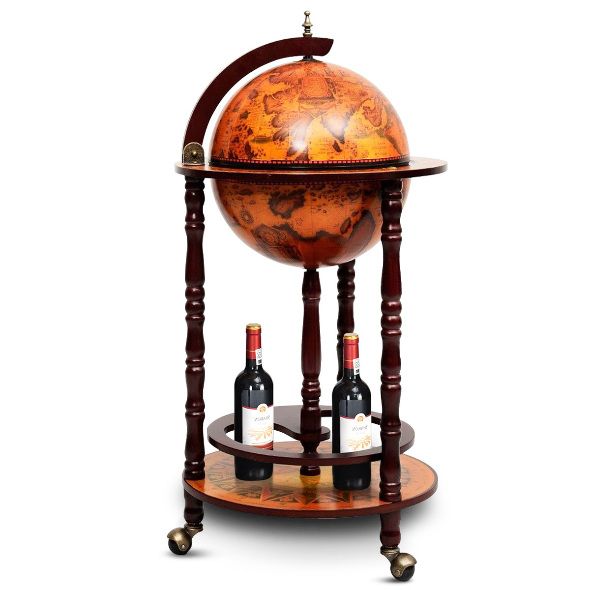 16th Century Wood Globe Wine Bar Stand - Elegant Design