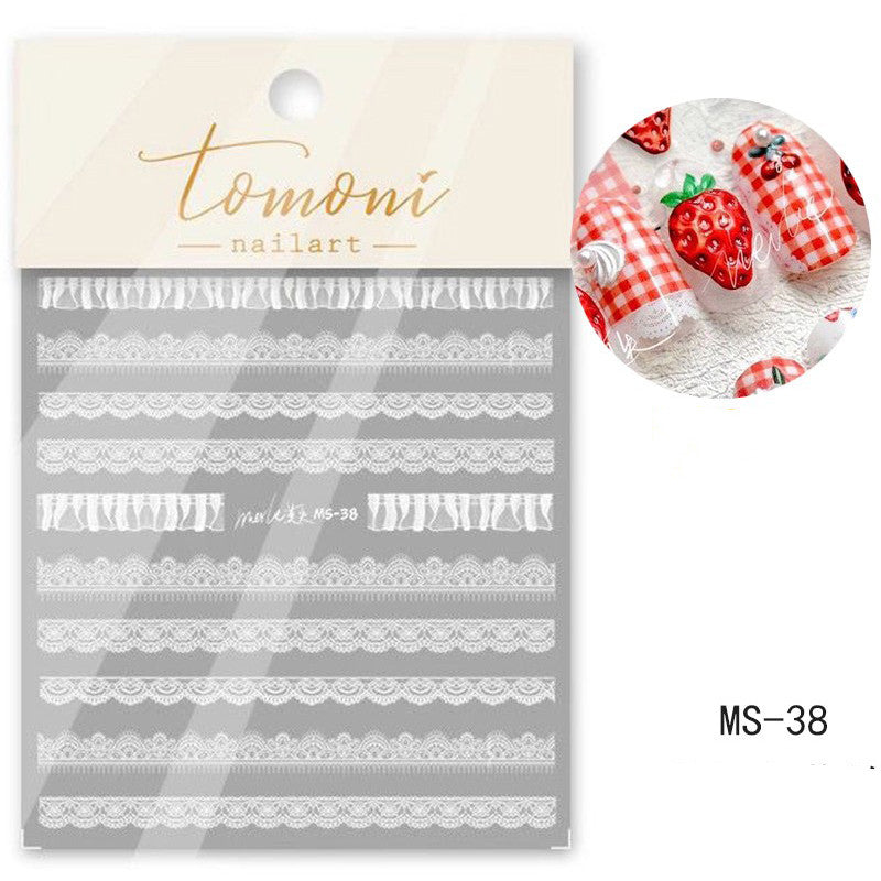 Lace Embossed Nail Stickers – Black & White Decals