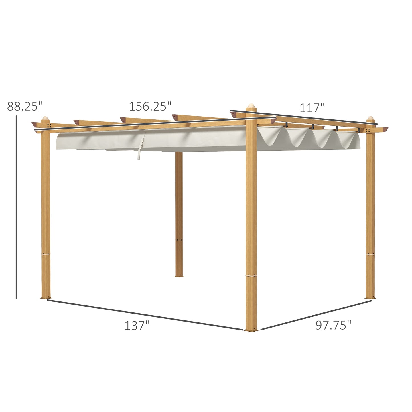 Retractable Aluminum Pergola Canopy for Patio - Cream