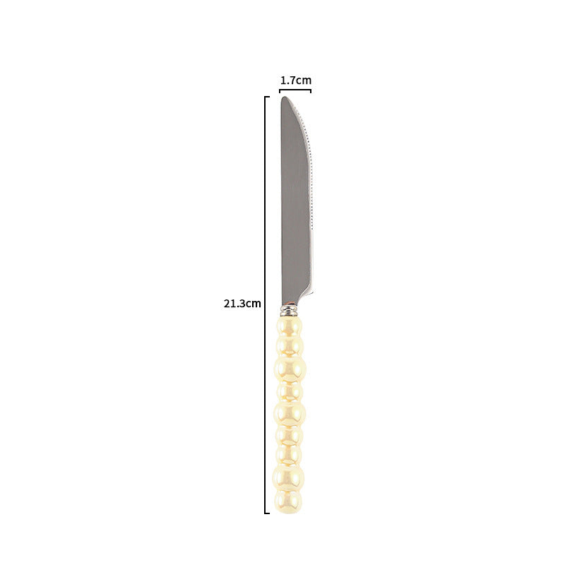 Ceramic Pearl Handle Cutlery Set - Spoon Fork Knife Household Dinnerware