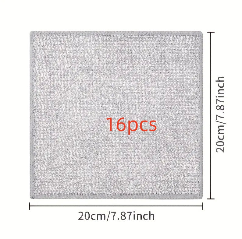 Double-Sided Kitchen Oilproof Cleaning Scouring Pad - Microfiber, 20x20cm, Multi-Pack