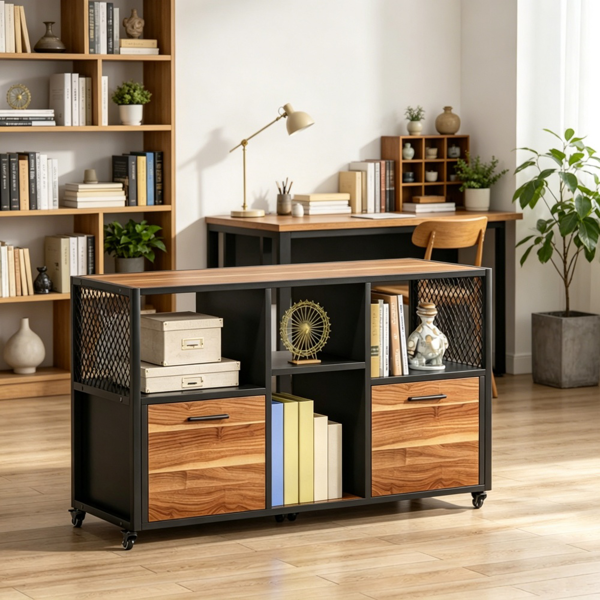 Versatile File Cabinet with 4 Shelves and 2 Drawers