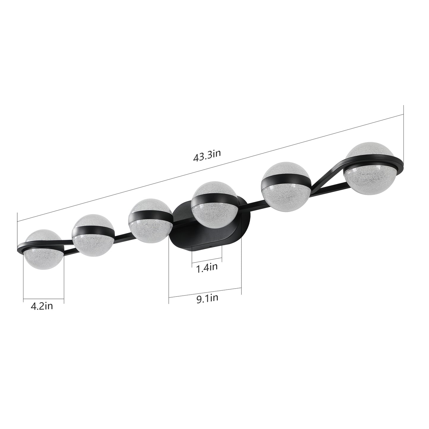 Black Minimalist LED Bathroom Vanity Light - 6-Light Fixture