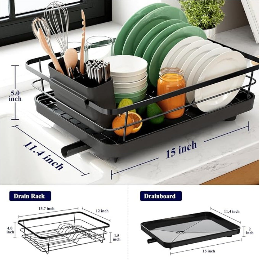 Double-Layer Kitchen Storage Rack for Tableware - Modern Plastic & Iron