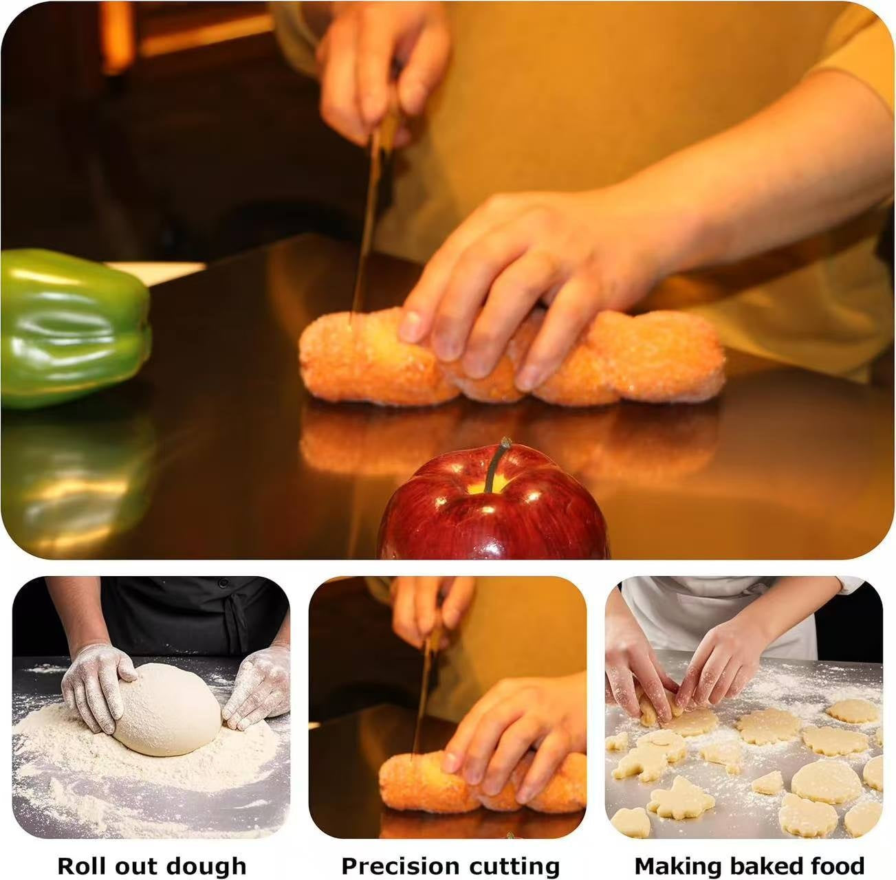 Stainless Steel Cutting Board 40x30cm, Rust-Resistant Kitchen Prep Surface