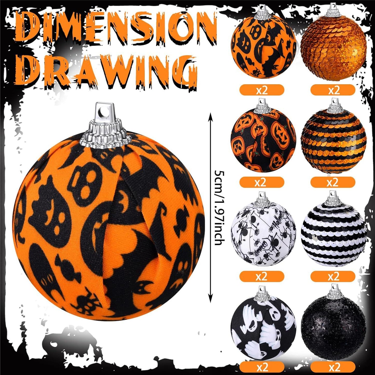 Halloween Tree Decorations Set - Pumpkins Ghosts Bats Spiders for Holiday Parties