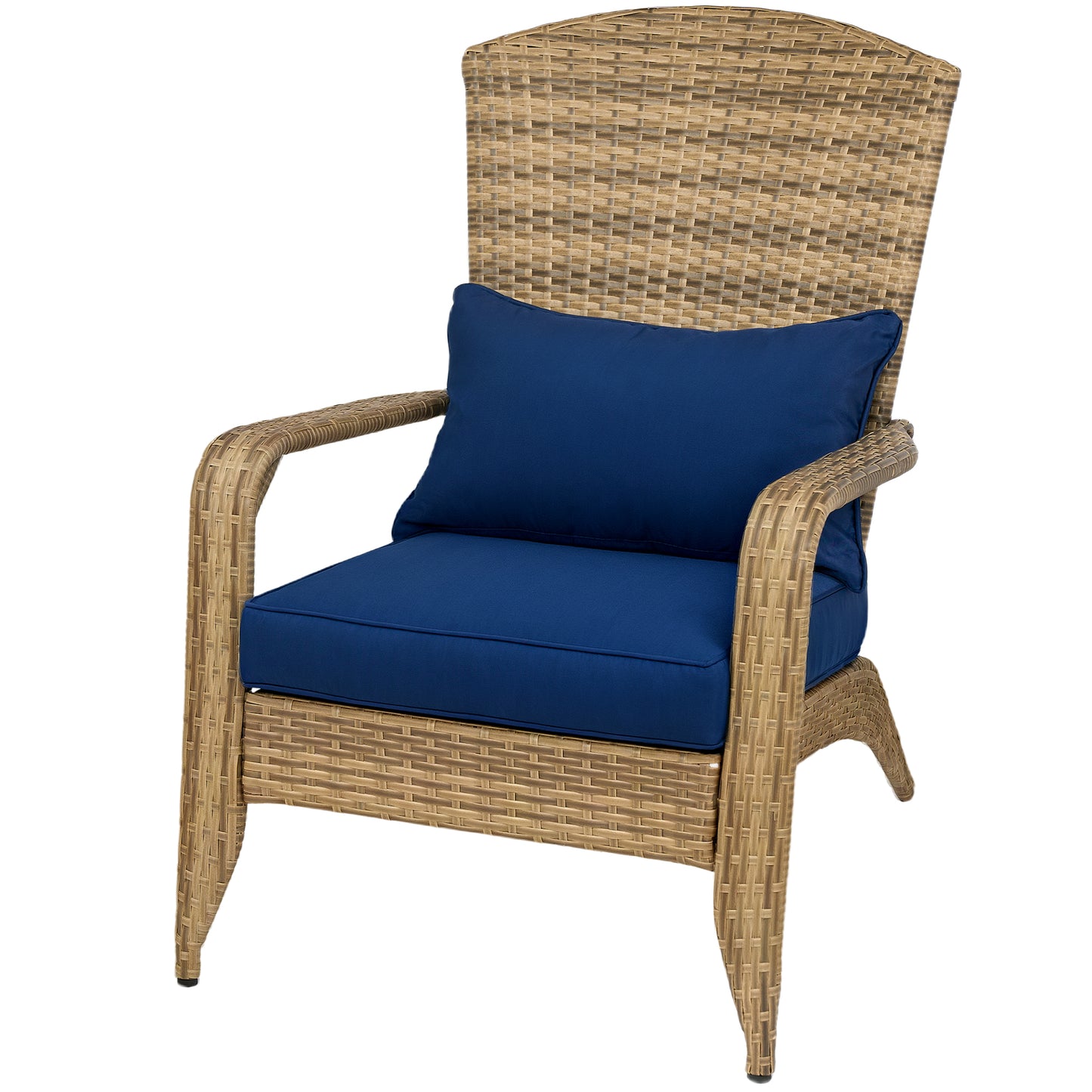 Adirondack Chair with Rattan Wicker and Soft Cushions - Dark Blue