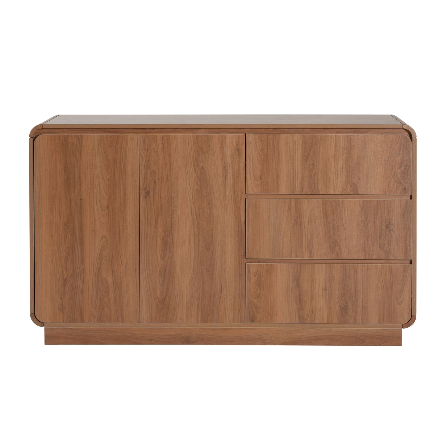 Modern Light Walnut Sideboard - 55.1" Storage Cabinet with 2 Doors & 3 Drawers
