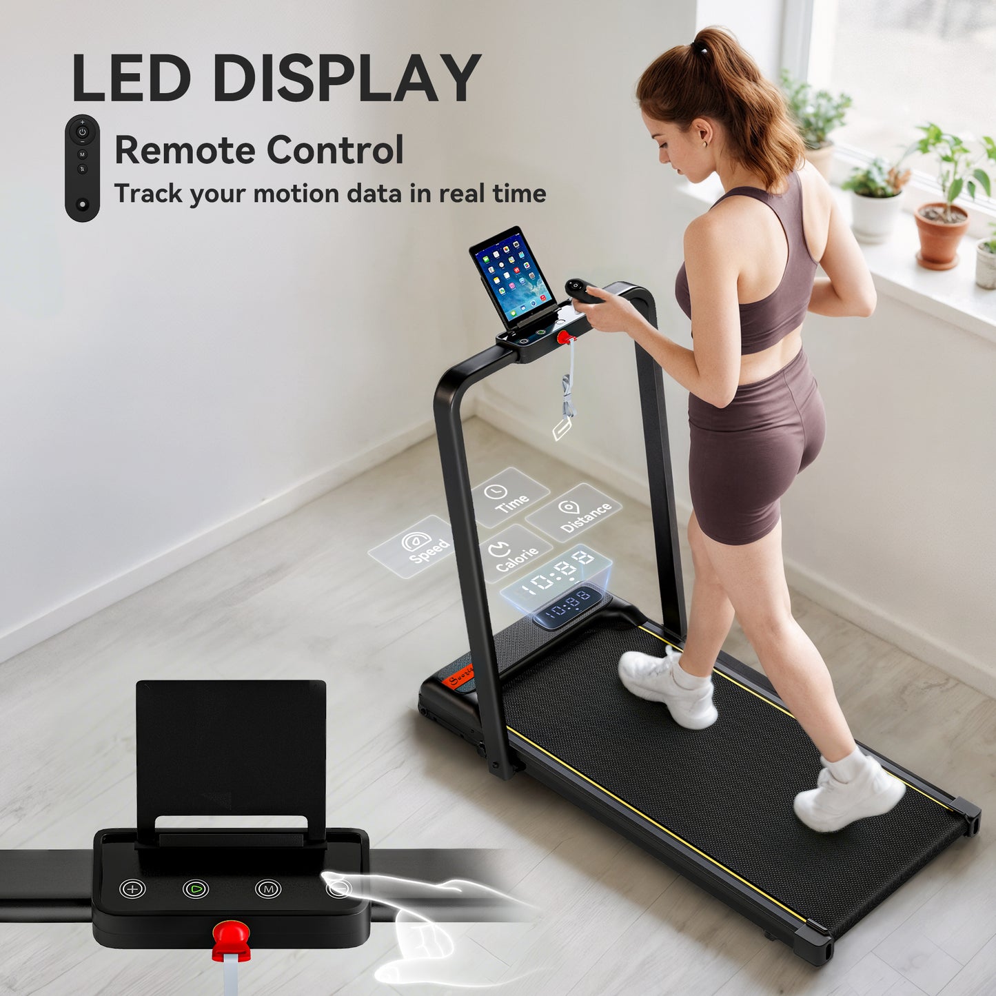 Foldable Under Desk Treadmill with Remote Control & LED Display