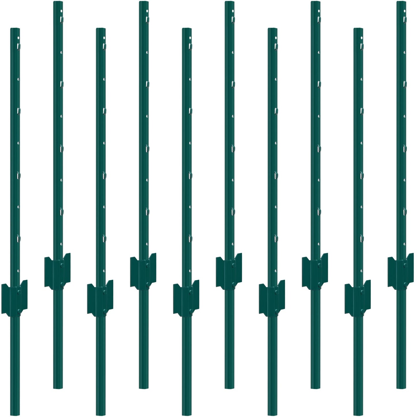 Heavy Duty Metal Fence Posts 3 Feet Green 10 Pack Garden Support Stakes