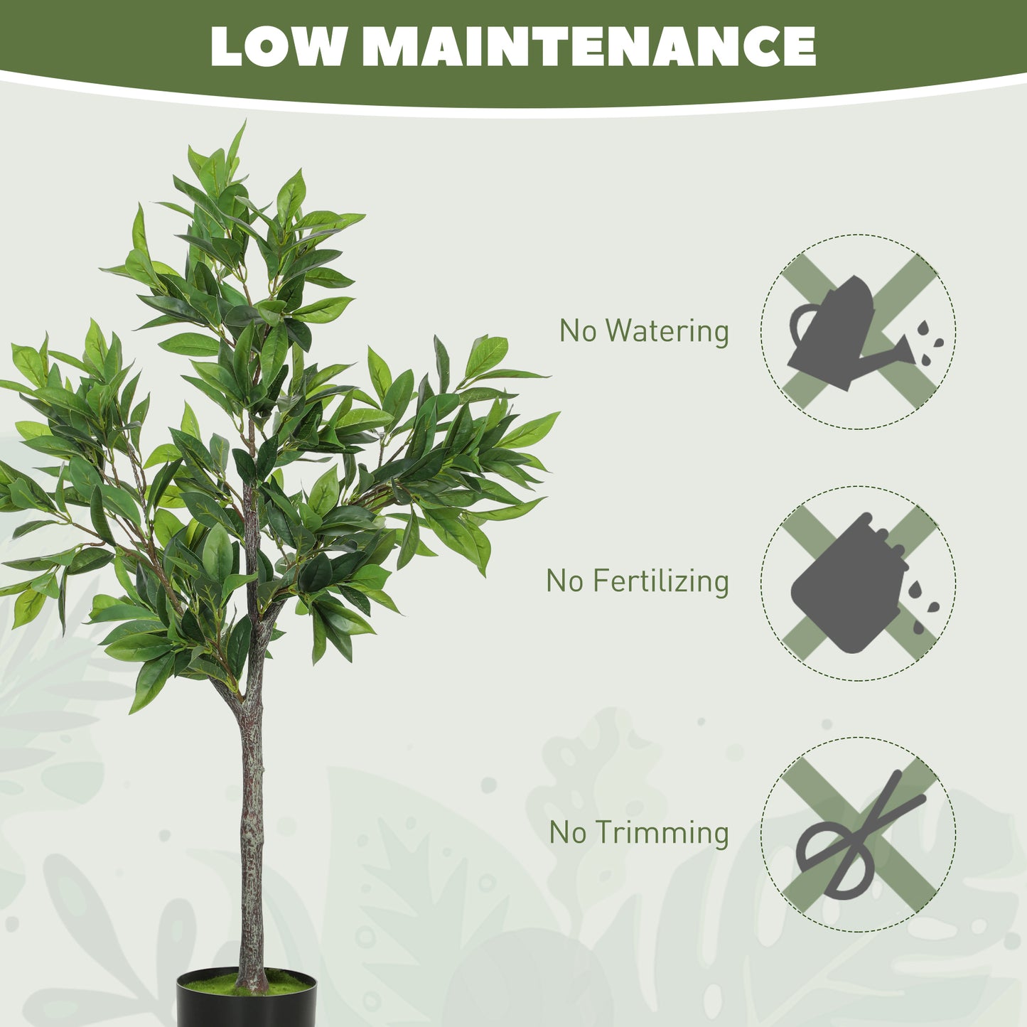Lifelike Laurel Artificial Tree with 345 Leaves - Green