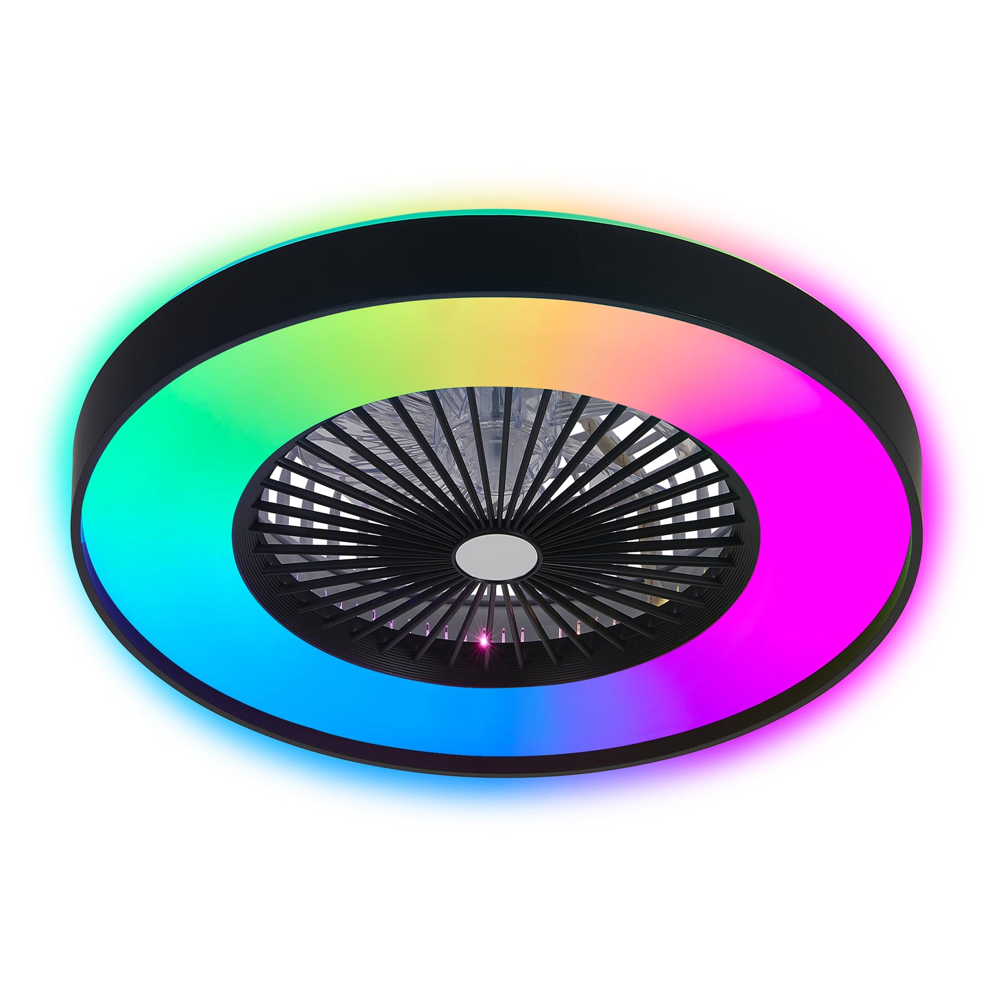 23-Inch Black Ceiling Fan Light with RGB LED & Remote Control