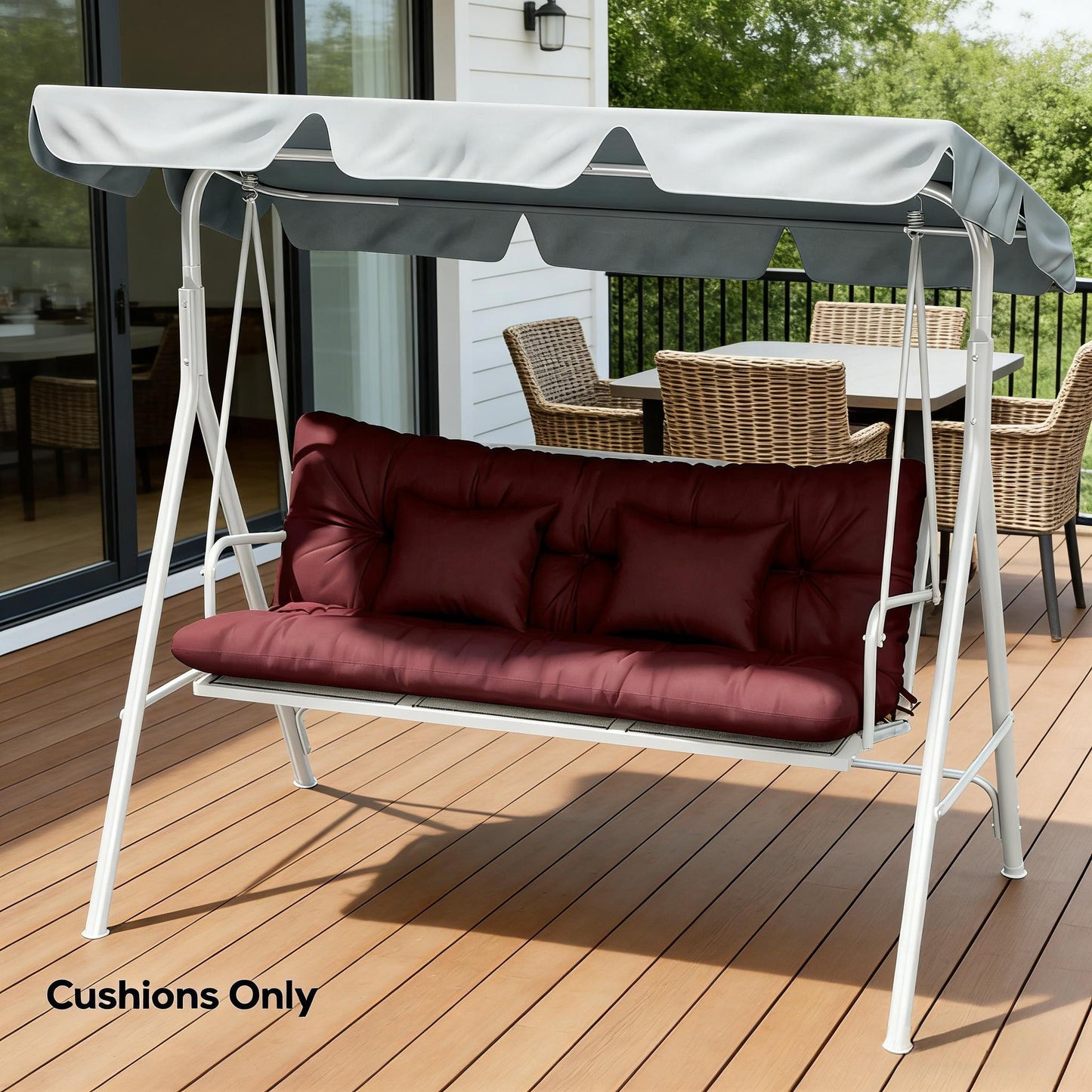 Patio Chair Cushions Set - Seat & Back Cushions, Wine Red