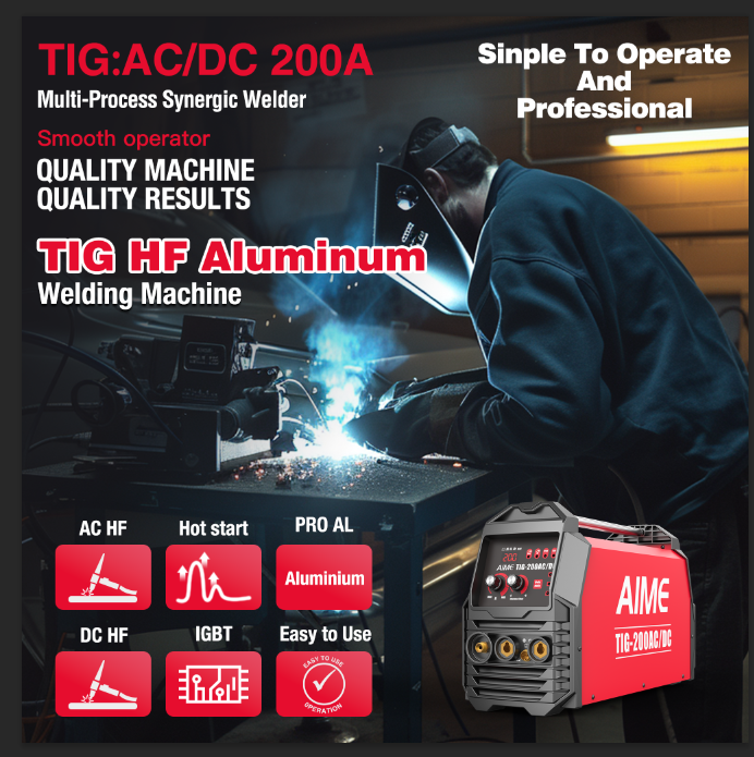 200A Dual Voltage TIG Welder with LCD Display, MMA & Plasma Cutting