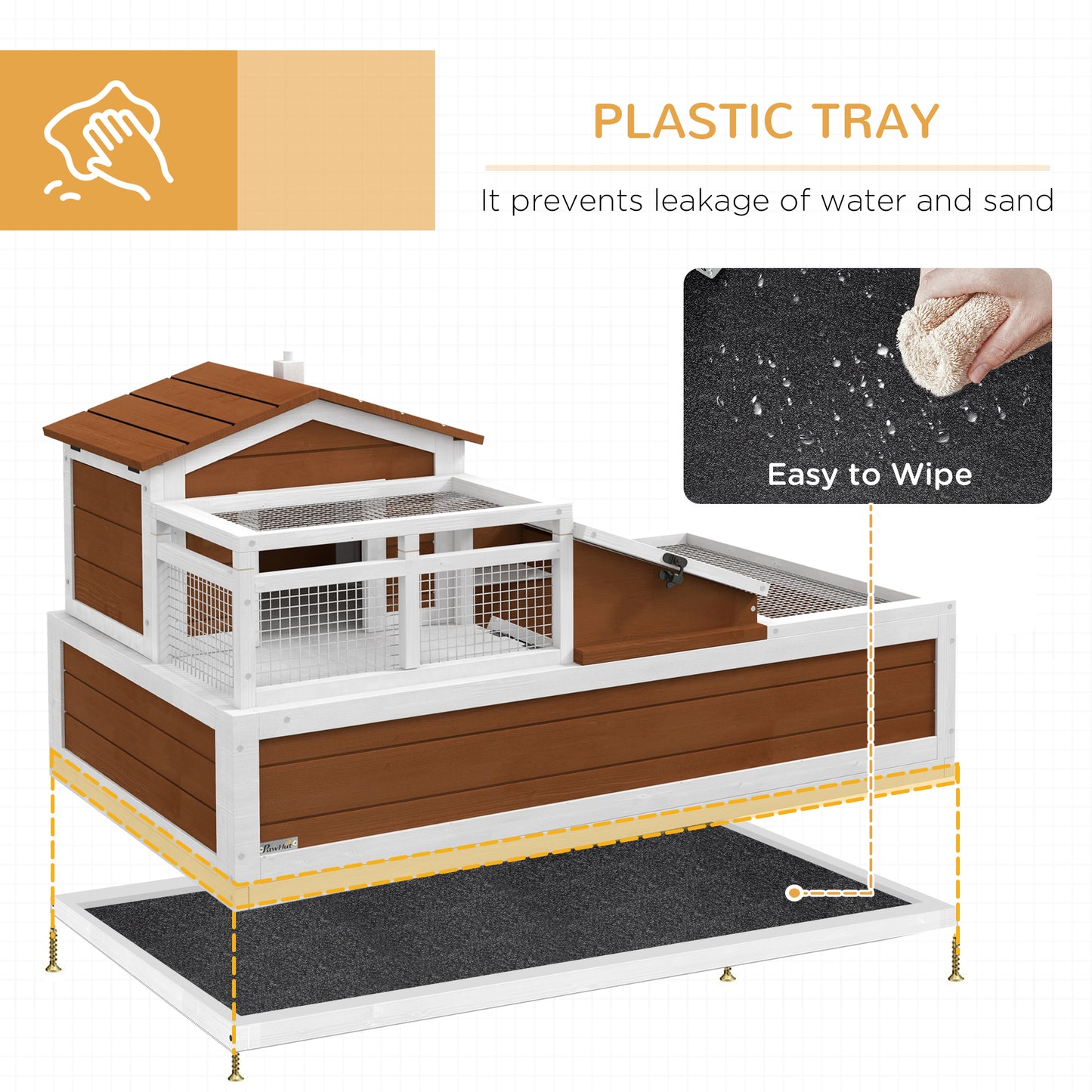 Large Tortoise Habitat House with Balcony and Openable Roofs - 44 x 25.5 inches, Coffee