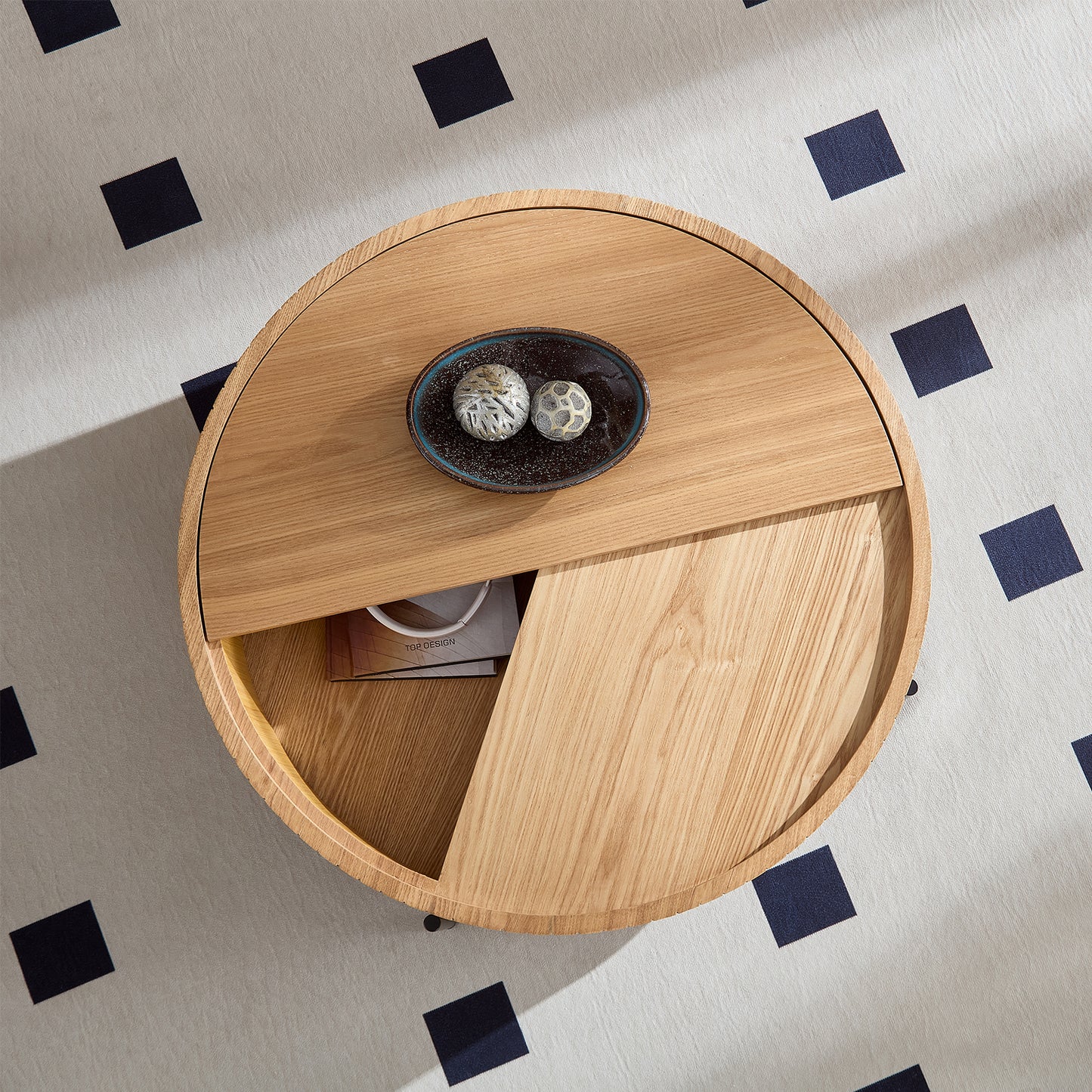 Round Coffee Table With Storage Modern Accent Tea For Bedroom Living