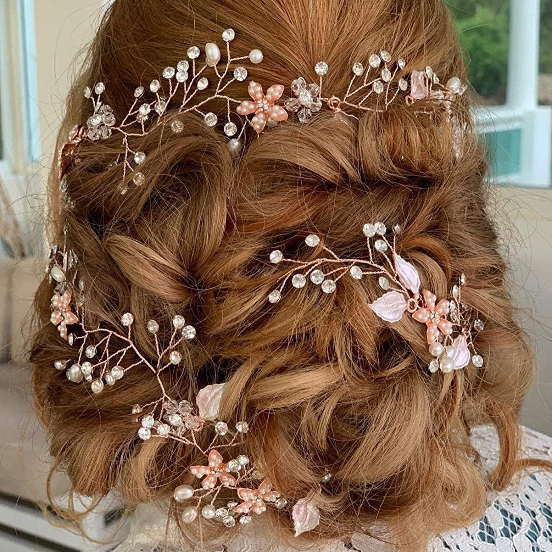Bridal Crystal Pearl Hair Band with Rhinestones