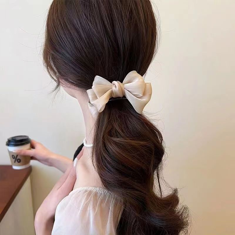 Elegant Bow Bun Grip Hair Accessory for Women - Black, Champagne, Red