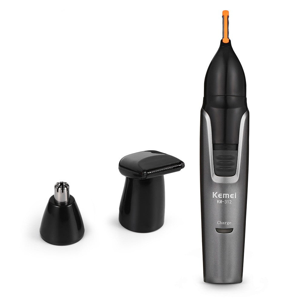 Nose Hair Trimmer & Sideburn Groomer 3-in-1 Electric - Light Grey