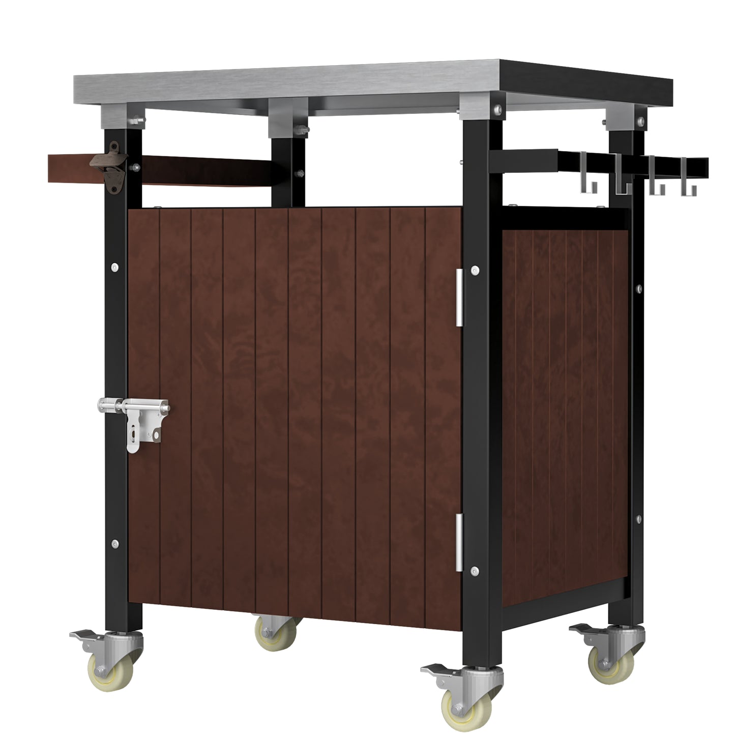 Outdoor Grill Cart with Stainless Steel Top & Wheels - 52.7"
