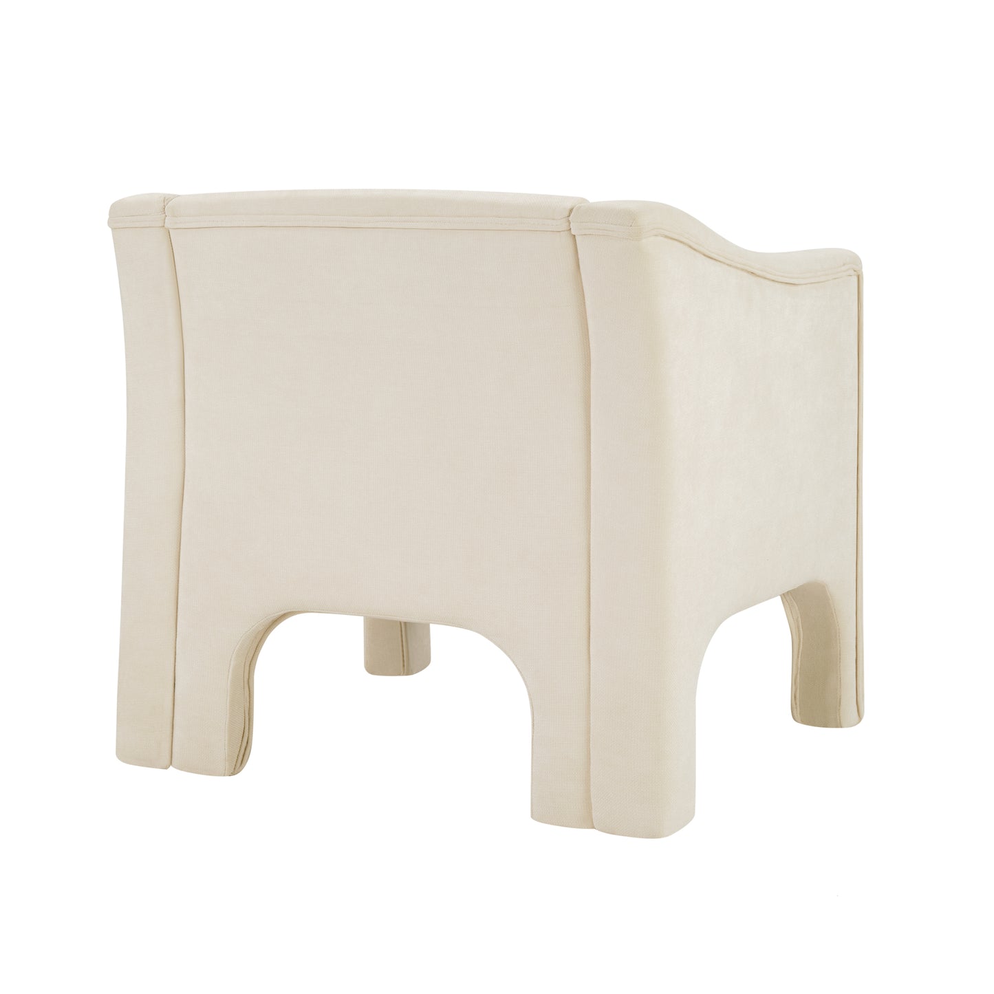 Beige Upholstered Barrel Accent Chair for Living Room & Bedroom