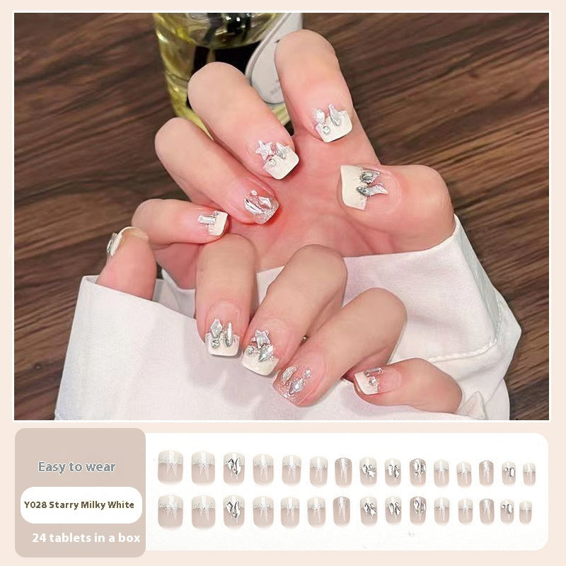 Women's Nail Art Kit with Detachable Color Variants - Spicy White Armor Design